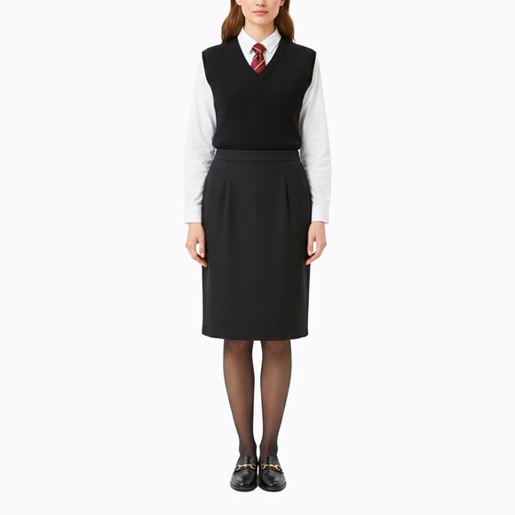 Appleseed's Wool Pencil Skirt 12P Black Straight Fit Y2K Preppy Office Academia - Picture 1 of 4